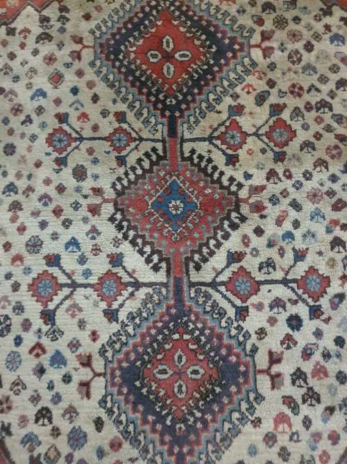 FOR SANDRA OnlyVintage?? hand knotted Yalemeh Persian rug, geometric & floral mixed tones, gorgeous!