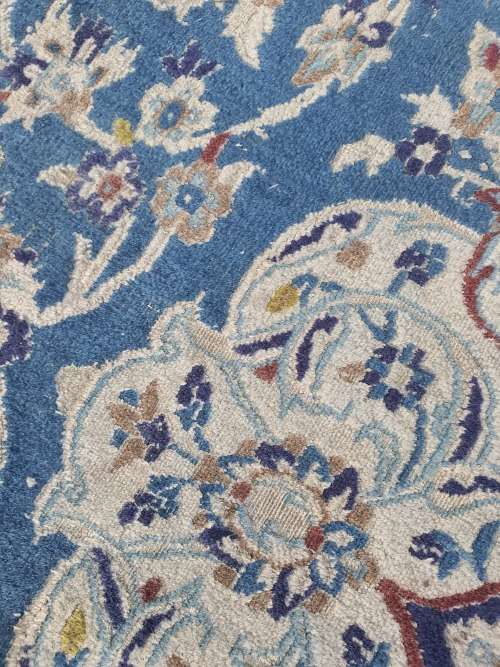 Nicely sized Persian Nain?, finely hand knotted  vintage cream, blue carpet rug,  charming even wear