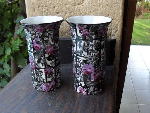 WILKINSON LTD ENGLAND ROYAL STAFFORDSHIRE POTTERY PAIR OF VASES BACK STAMP FROM 1907+