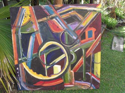 LARGE ABSTRACT ACRYLIC??? ON CANVAS BY  MADELEINE GROBLER