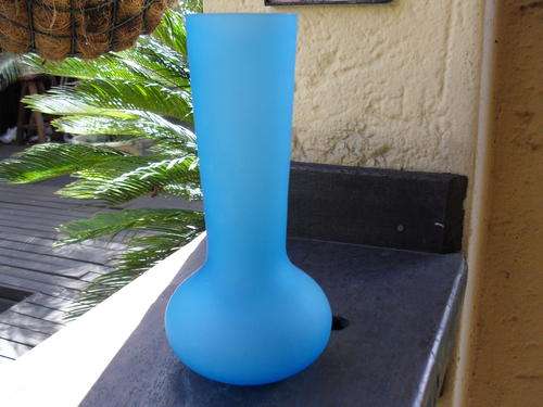 LOVELY FROSTED TURQUOISE GLASS VASE