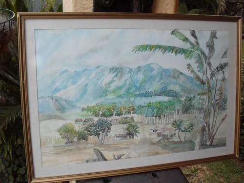 ORIGINAL & SIGNED FRAMED WATER COLOUR OF THE ZOMBA PLATEAU MALAWI 1984