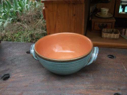 BEAUTIFUL LIEBERMANN SMALL SOUP/SNACK BOWL BLUES & BROWN