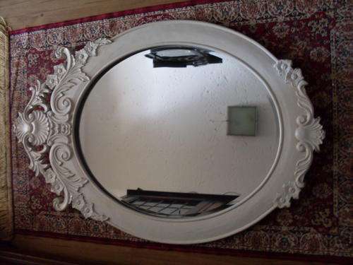 GORGEOUS WHITE ORNATELY FRAMED  BEVELLED MIRROR. WORTH A LOOK!