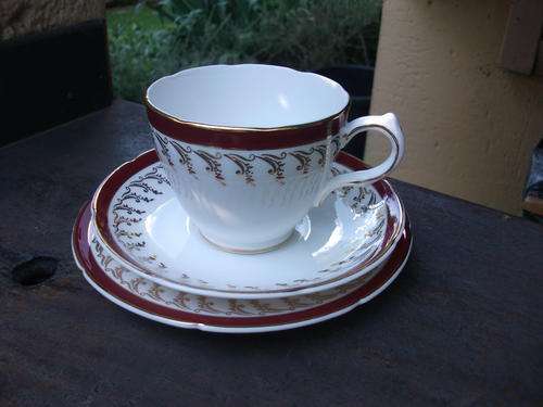 BONE CHINA ROYAL GRAFTON VERY ACCEPTABLE NICE PATTERN WITH GILT TEA TRIO