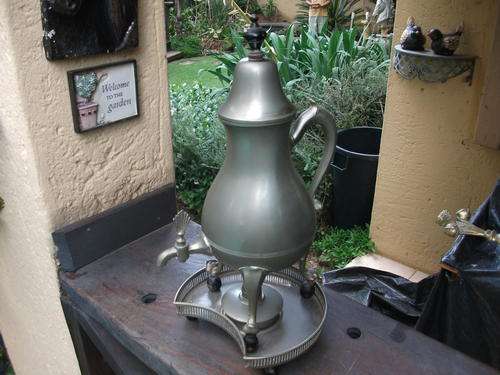 VINTAGE PEWTER??? SAMOVAR BY METAWA HOLLAND D1 WITH STAND & BURNER