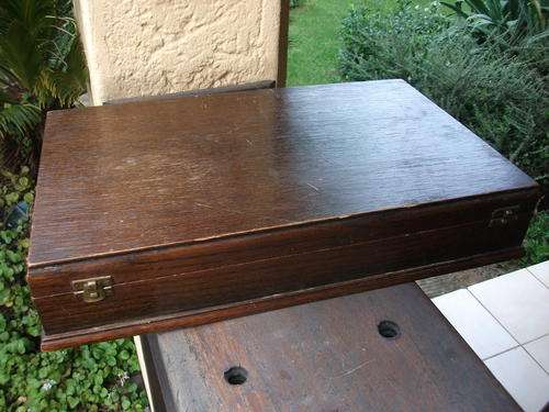 OLD VINTAGE OAK/OAK VENEER CUTLERY BOX BY THE DAHLIA CABINET