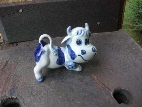 SMALL & CUTE BLUE & WHITE DELFT LIKE COW WHICH IS MARKED
