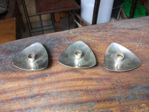 THEY HAVE GOT TO BE RETRO! '60'S?? THREE SMALL LUNDTOFTE DENMARK CANDLESTICK HOLDERS.