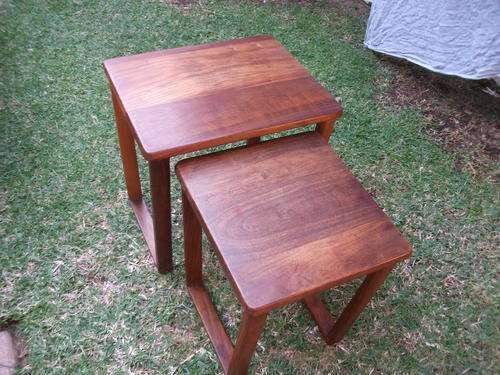 NEST OF TWO RETRO TABLES. SOLID KIAT WOOD. VERY APPEALING