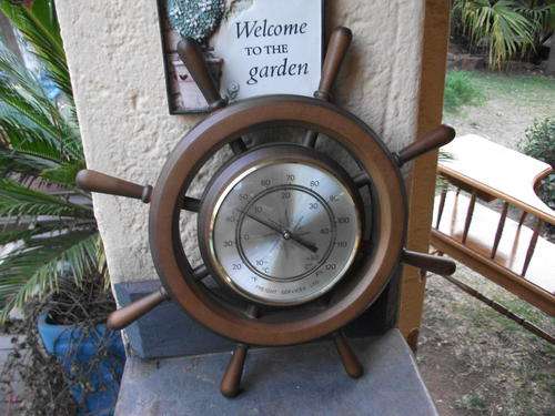 SHIPS WHEEL THERMOMETER (WORKING) SAYS FREIGHT SERVICES LTD