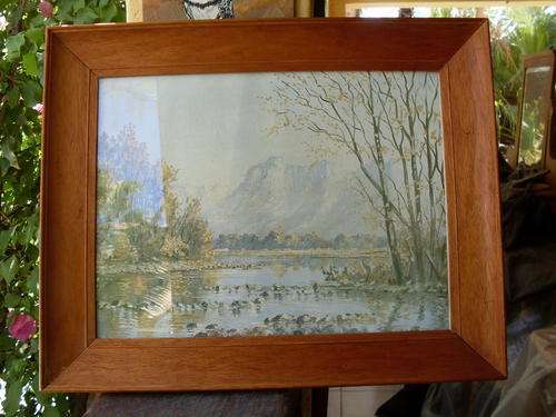 LOVELY FRAMED PRINT OF MOUNTAINS ETC . LOOKS LIKE ANOTHER G P CANITZ 1874-1959
