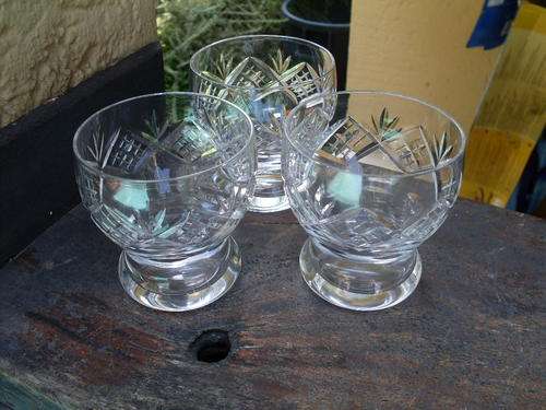 THREE LEAD CRYSTAL CUT?? TUMBLER TYPE GLASSES