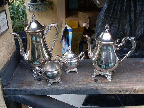 NICE SILVER PLATED TEA/COFFEE SERVICE ESS PLATE LOW START!! TOUCH OF TLC NEEDED. GREAT FOR DISPLAY