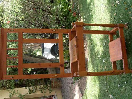NOT SURE IF VINTAGE??? OREGON AND PINE HALL STAND WITH MIRROR & SMALL STORAGE SPACE FOR KEYS ETC
