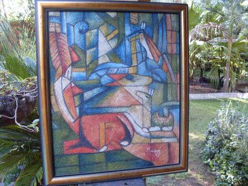 SIGNED ABSTRACT BY B LONG RICHLY TEXTURED & I LOVE HIS VARIED WORKS. GREAT COLOURS