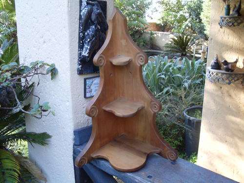 LOVELY YELLOW WOOD?? CORNER WALL HANGING PIECE SOME DETAIL. NICE FOR DISPLAYING PIECES