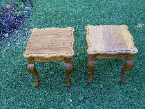VINTAGE???? PAIR OF SOLID WOOD SIDE TABLES. SWEET & SIMPLE