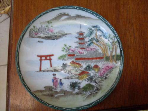 MARKED JAPANESE HAND PAINTED WITH ORIENTAL LAKE SCENE SAUCER