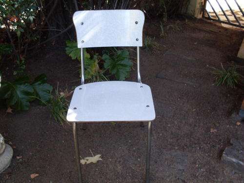 RETRO  VINTAGE LIGHT GREY FORMICA KITCHEN CHAIR (STEEL LEGS) 2 AVAILABLE