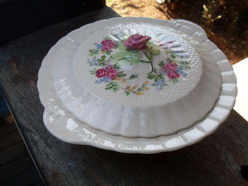 FINSBURY SOLIAN WARE SIMPSONS (POTTERIES) LTD VEGETABLE + SERVING DISH PLUS LID FLORAL & ROSE DETAIL