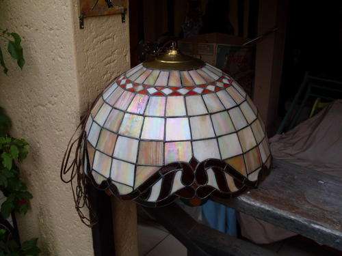 UNDER OFFER MY TRADE ONLY!  UNIQUE LEAD LIGHT MOTHER OF PEARL STAINED GLASS LARGE CHANDELIER