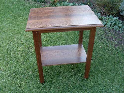 A MAGNIFICENT SOLID PATRIDGE WOOD TWO TIER OCCASIONAL TABLE  VERY WORTHWHILE. NO 1 OF 2