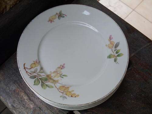 VINTAGE HERTEL JACOBS SMALL SIDE PLATE WITH BLOSSOM TREA FLOWER  LEAF DETAIL