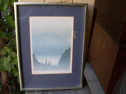 SMALL FRAMED PRINT "DUSK" BLUE TONES