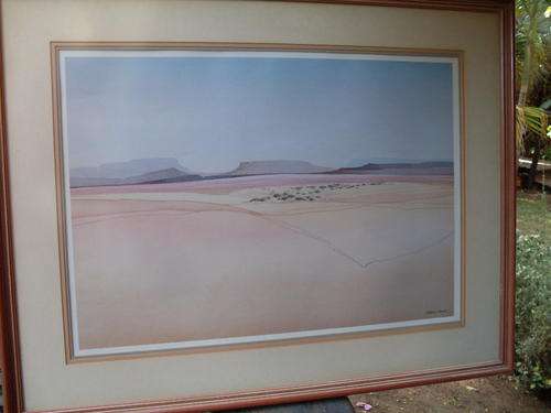 LARGE FRAMED RICHARD RENNIE PRINT OF A LANDSCAPE