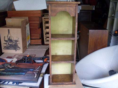 VINTAGE SMALL WOOD WALL HANGING SHELVES. NICE TO DISPLAY WHIGMALEERIE