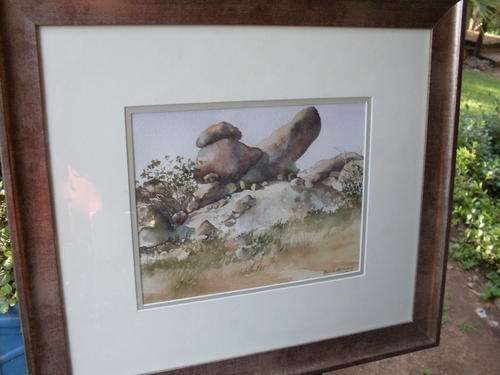 RATHER NICE FRAMED KOPPIE ROCKS ETC  WATERCOLOUR SIGNED EICHALT KROG. TOLD IT IS A PLACE IN ZIMBABWE