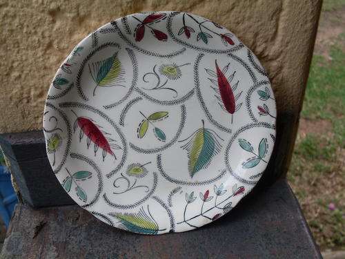 FABULOUS & FUNKY VINTAGE RETRO '60'S JAS BROADHURST "REVEL" BY KATHIE WINKLE, FEATHERETC SIDE  PLATE