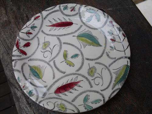 FABULOUS & FUNKY VINTAGE RETRO '60'S JAS BROADHURST "REVEL" BY KATHIE WINKLE, FEATHER LEAVES , BOWL
