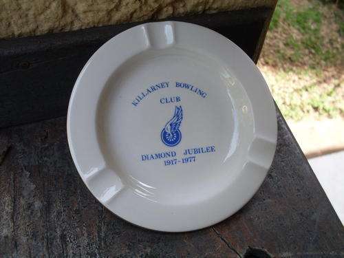 COMMERATIVE CONTINENTAL VINTAGE KILLARNEY BOWLING CLUB DIAMOND JUBILEE ASH TRAY 1917-1977