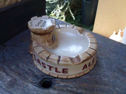 VINTAGE IN GOOD CONDITION. CASTLE BEERS CERAMIC / POTTERY ASHTRAY ALE, CASTLE STOUT LAGER