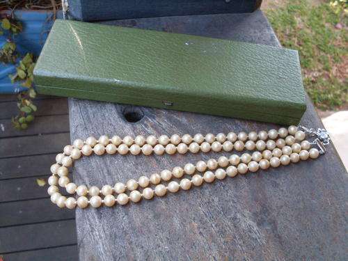 VINTAGE FAUX PEARLS (2 STRANDS) RE-STRUNG WITH PRETTY CLASP IN BOX