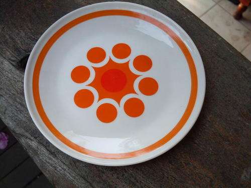 RETRO, PROBABLY '70'S HUGUENOT FINE CHINA ORANGE SUN TYPE OF SIDE PLATE