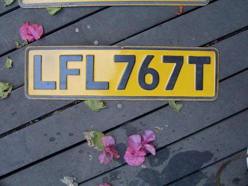 OLD "T" TRANSVAAL METAL YELLOW NUMBER PLATE LFL 767T