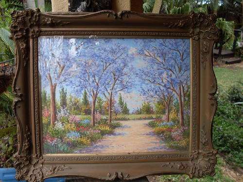 4 LYNETTEC3661  GILT FRAME ENCOMPASSING A BEAUTIFUL NORAH ALLEN TREES & FLORAL LANDSCAPE SCENE. WOW!