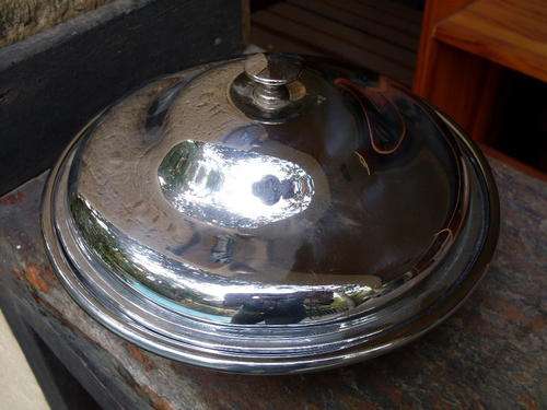 ENGLISH MADE SILVER PLATED SEGMENTED SERVING DISH WITH LID
