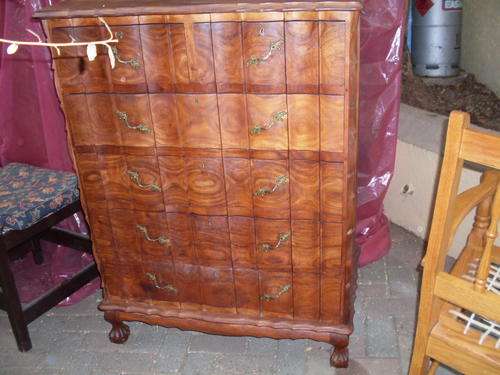 F GEYSER ONLY!  VINTAGE CHEST OF DRAWERS. 2 SHORT 4 LONG BALL & CLAW, SWIRL LOOK KIAAT BRASS HANDLES