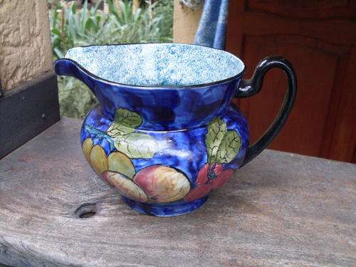 REDUCED!!  S HANCOCK & SONS VINTAGE PROBABLY '30'S TITIAN WARE LARGE JUG FRUIT DECOR BY F X ABRAHAM