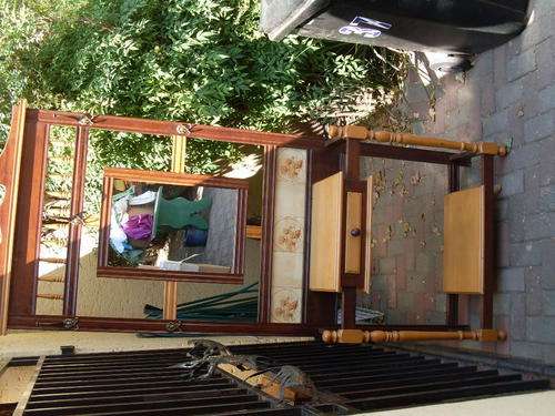 REDUCED 2 SEL!!!L SOLID WOOD HALL STAND IMBUIA? & YELLOWWOOD, SPINDLE,  TILE, DRAWER BRASS DETAIL!