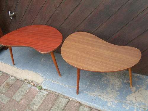 RETRO VINTAGE AS THEY COME,  A PAIR OF ARTIST PALETTE OR KIDNEY SHAPED SIDE TABLES