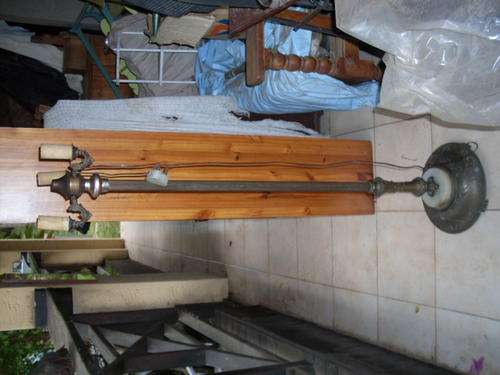VINTAGE & MARKED ROSE LAMP METAL BRASS LOOK? BASE WITH MARBLE STANDARD LAMP GREAT POTENTIAL