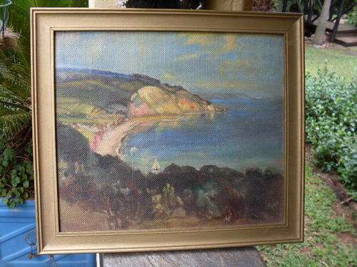 ORIGINAL FRAMED VINTAGE LAND/SEASCAPE COPY OF A LEONARD RICHMOND (ENG. 1889-1965) PIECE