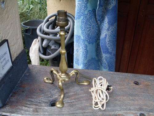 SEEMS QUITE OLD, BRASS THREE LEGGED SMALL LAMP BASE