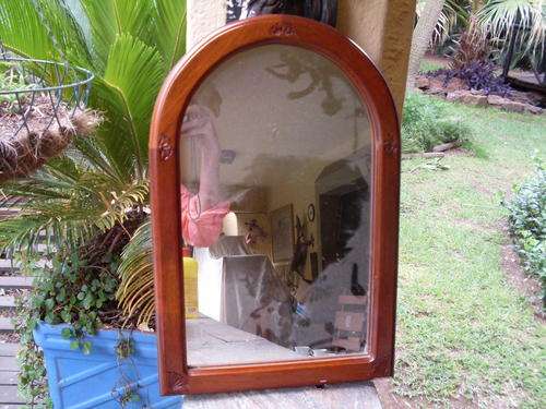 BEAUTIFUL VINTAGE WOOD FRAMED WITH FLORAL CARVING WALL MIRROR BY HERBERT & LYSTER DURBAN