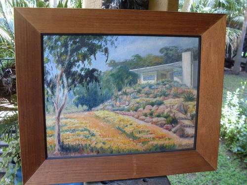 NICELY DONE STUDY OF A HOME & GARDEN MAGALIESBERG PRETORIA VINTAGE FRAMED & SIGNED THELMA CAMPBELL